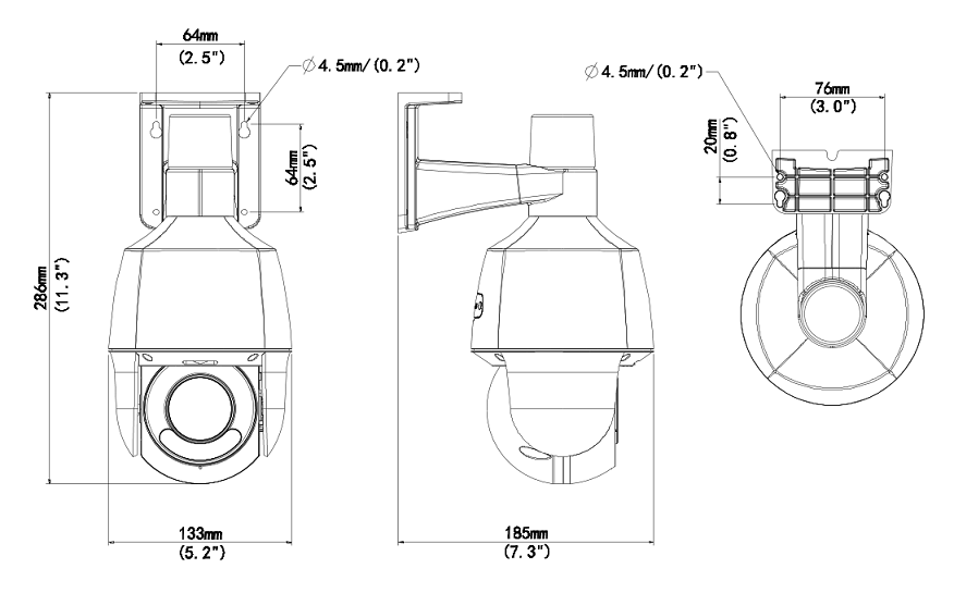 Dimensions of IPC6325LFW-AX5C-VG